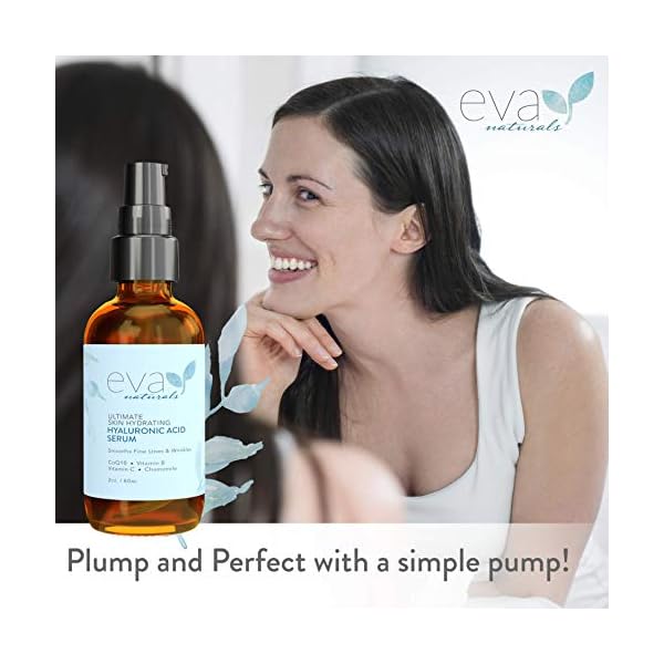 Eva-Naturals-Anti-Aging-Hyaluronic-Acid-Serum-For-Face-Professional-Potent-Hydrating-Anti-Wrinkle-Formula-For-Fine-Line-Uneven-Skin-Tone-Contains-Vitamin-C-B-E-Paraben-Free-2-Oz Eva Naturals Pure Hyaluronic Acid Serum For Face - Facial Serum - Wrinkles and Fine Lines - Perfect Hydrating Serum for Face and Dry Skin - Pairs with Vitamin C Serum (2 Oz)