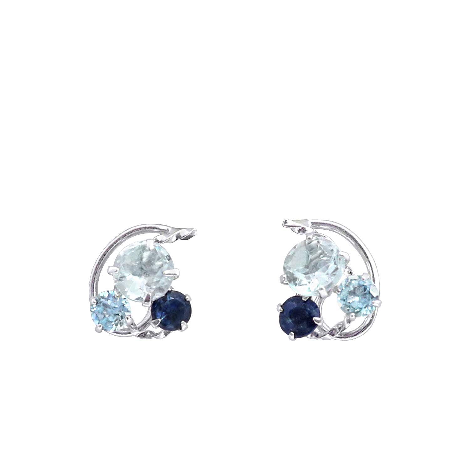 Amazon | ［Barzaz(バルザス)］ ビジュー ピアス アクアマリン ブルー