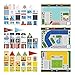PicassoTiles 80pc School, Hospital, Police Station 3-in-1 Theme Magnet Self Adhesive Backing Stick-On Puzzle Graphic Kit and Overlay Maps for Magnetic Building Blocks STEM Learning Construction Toy
