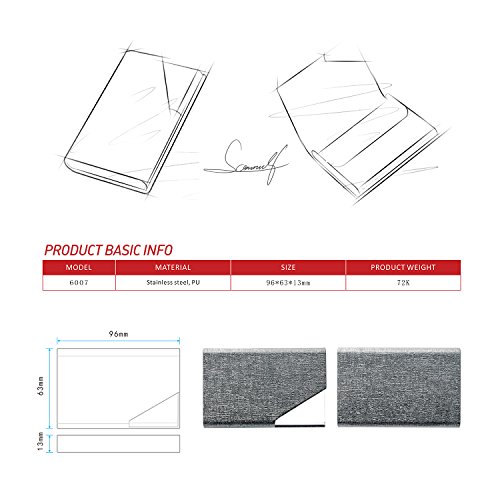 Padike Business Name Card Holder Luxury Pu Leather & Stainless Steel Multi Card Case,Business Name Card Holder Wallet Credit Card Id Case/Holder For Men & Women - Keep Your Business Cards Clean (Gray) #TOP2