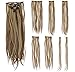SWACC Women 22 Inches Straight Full Head 7 Separate Pieces Heat Resistance Synthetic Hair Clip in Hair Extensions (Light Brown/Beige Highlights-10H24B#)