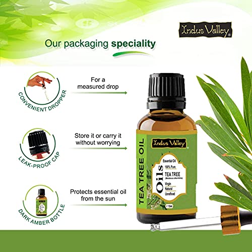 Indus Valley 100% Pure Natural & Organic, Undiluted Tea Tree Essential Oil with Therapeutic Grade & Glass Dropper for Skin, Hair Care -15ml - Image 4