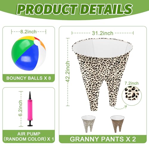 Image of Granny Pants Game, Granny Pants Outdoor Game with 4PCS Granny Pants 16 Bouncy Balls & 1 Air Pump(Random Color), Granny Pants Yard Game for Adults and Family Entertainment Group Activities