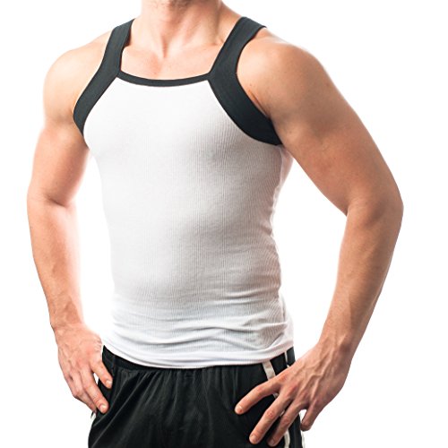 Different Touch Men's Ribbed Tank Tops Square Cut Muscle Ribbed Underwear Shirts2