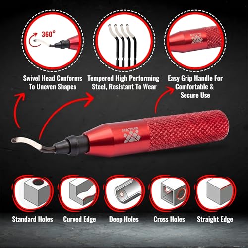 AFA Tooling Deburring Tool Kit with 11 High Speed Steel BK3010 Blades | Precision Edge Burr Removal on Copper, Iron, Brass, and PVC Plumbing Pipes, 3D Printing Plastics, Resin Art, and Metal Work