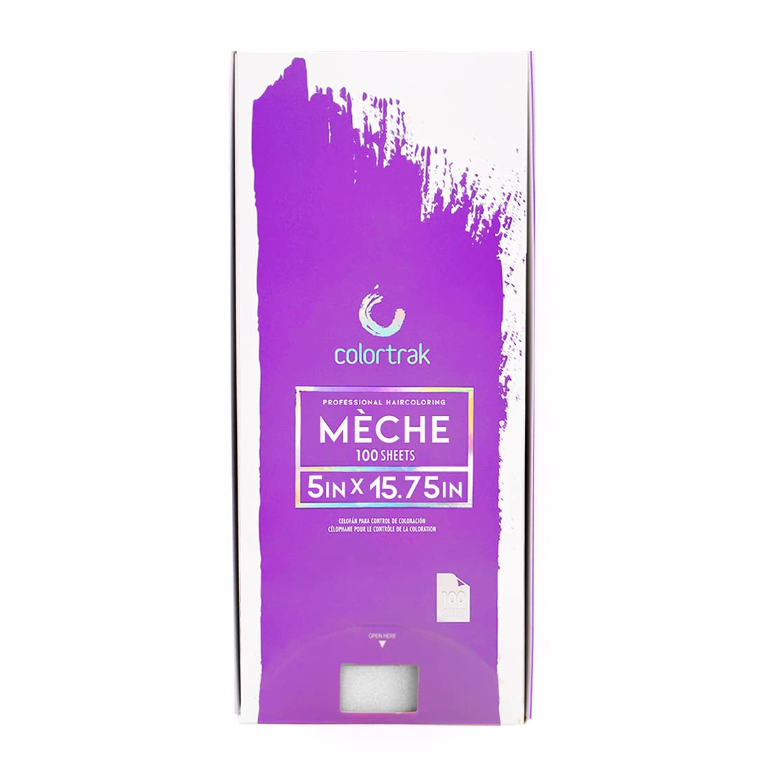 Colortrak Professional Reusable Hair Coloring Meche Sheets, Improves Color Saturation, Ideal for Bold Fantasy Hair Color, Transparent, Reusable, Pre-Cut, 5 x 16 Inches, 100 Sheets Per Pack