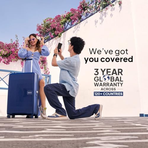 Image of American Tourister 77 CM Hard Shell 8 Spinner Wheel,Expander & Recessed TSA Lock Check-in Trolley Bag for Travel|Large PP Suitcase with Double Zipper,Flexi Packing Straps for Unisex (Navy, 77 CM)