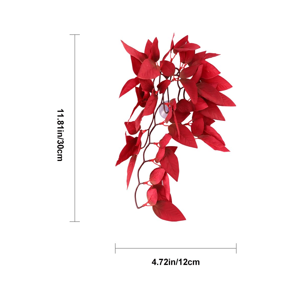 VANZACK Artificial Vine, Plastic Fake Hanging Plants with Sucker - Red for Reptile Terrarium Habitat Decor Aquarium Fish Tank Ornament - Image 2