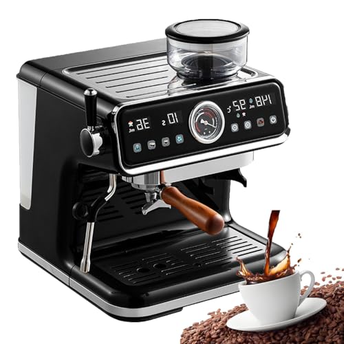GTANND Cafetera Espresso automática con 18 Niveles de molienda y depósito de Agua de Gran Capacidad de 3,5 L, Que prepara capuchinos y Lattes automáticos a 20 Bares de presión.