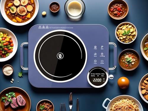 Image of Advwin Single Burner Electric Cooktop 110V,2200W Portable Electric Stove with Handle,Knob Control, 4H Timer & Overheat Protection,Ceramic Infrared Countertop Burner,Compatible for All Cookwares
