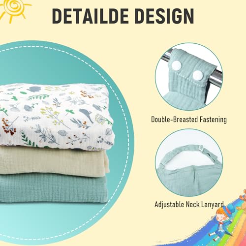 Image of 3 Pcs Car Seat Cover Baby Boy Girl Set, Adjustable Double Buckle Carseat Canopy, Plus Size Designed Muslin Carseat Cover, Versatile Full Coverage Nursing Canopy Includes 3 Colors