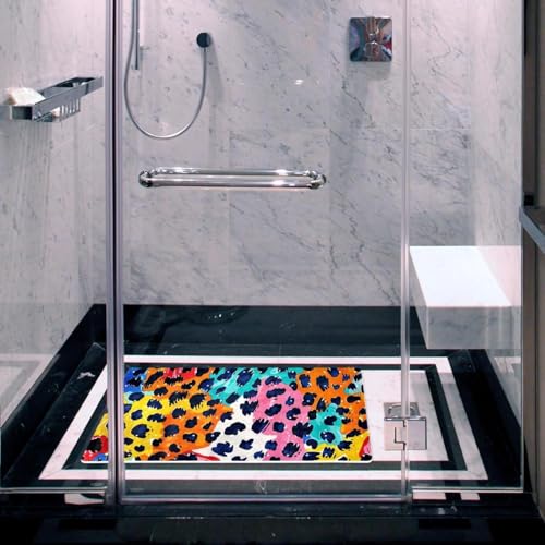 Tapis de bain antidérapant extra long séchage rapide imprimé léopard coloré - 7