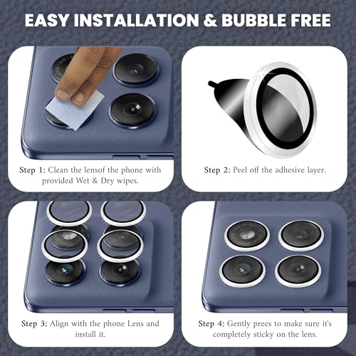 Image of ArmourPro Camera Rings Tempered Glass for Motorola Edge 60 Fusion, Tough HD Individual Aluminum Alloy Rings 9H Camera Cover, Scratch-Resistant,Camera Lens Protection| Silver, 1 Pack