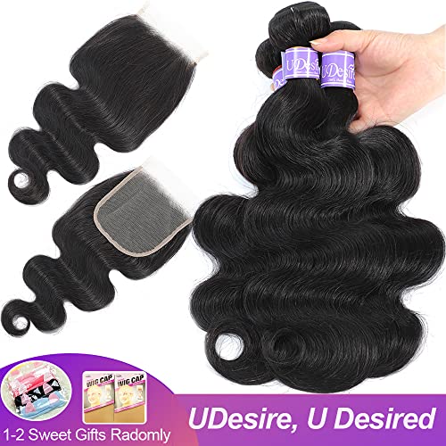 Udesire BODYBUNDLE121416+10 Human Hair Bundles With Hd Closure Brazilian Virgin Hair Body Wave 100% Unprocessed Brazilian Body Wave Virgin Hair Bundles With 4X4 Lace Closure Brazilian Human Hair Extensions thumb #1