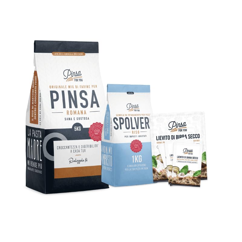 Kit completo para piña romana: Harina Pinsa 5 kg + polvo de arroz 1 kg + levadura 3 x 10 g