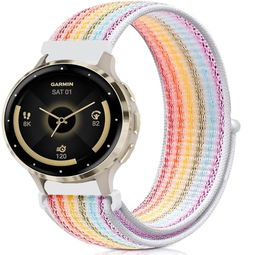 VELULYX Nylon Sport Loop armband Kompatibel med Garmin Venu 2S/Venu 3S/Vivomove 3S/Vivoactive 4S, 18MM Elastiskt armband för Fossil Gen 6/5E/3/4/Withings Steel HR 36mm/ScanWatch 2 38mm