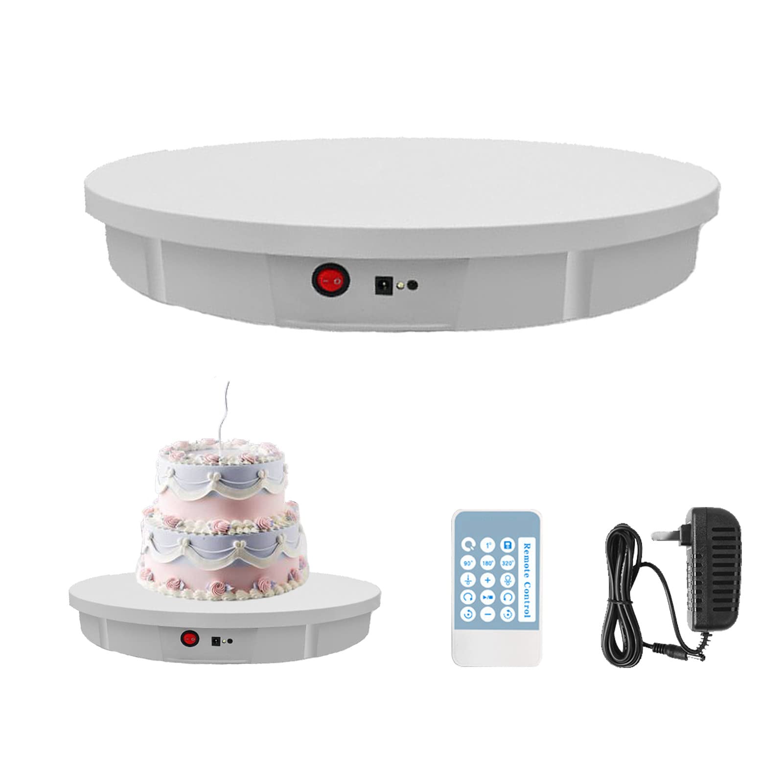 Pantalla giratoria motorizada, Base giratoria eléctrica, Carga céntrica de 150 kg/330 Libras para joyería, exhibición Coleccionable,White-52cm