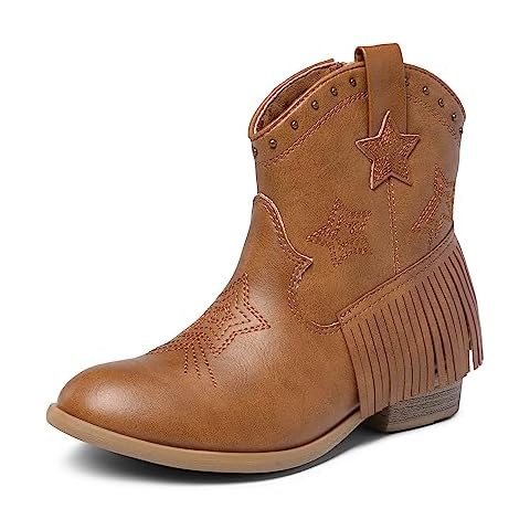DREAM PAIRS Girls Cowboy Ankle Boots Cover