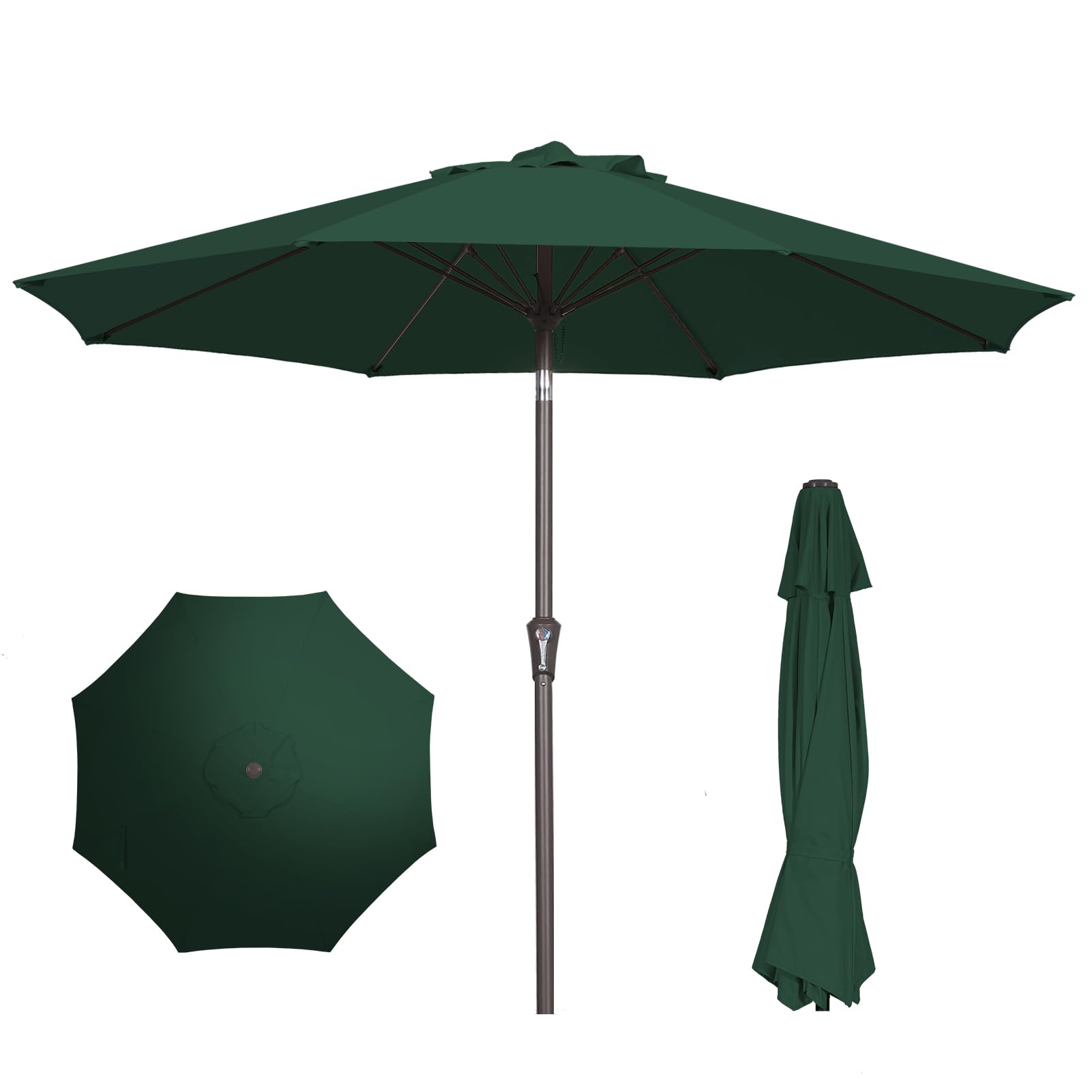 PatioKingdom 9FT Patio Umbrella Outdoor Market Umbrella with Push Button Tilt and Crank, Table Umbrella 8 Sturdy Fiberglass Ribs UV Protection Waterproof for Garden, Pool, Deck, Yard