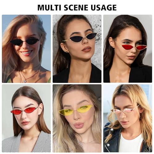 MEETSUN Retro Vintage Cat Eye Sunglasses For Women Men Narrow Small Oval Glasses Petals Shape Curved Temple Design2