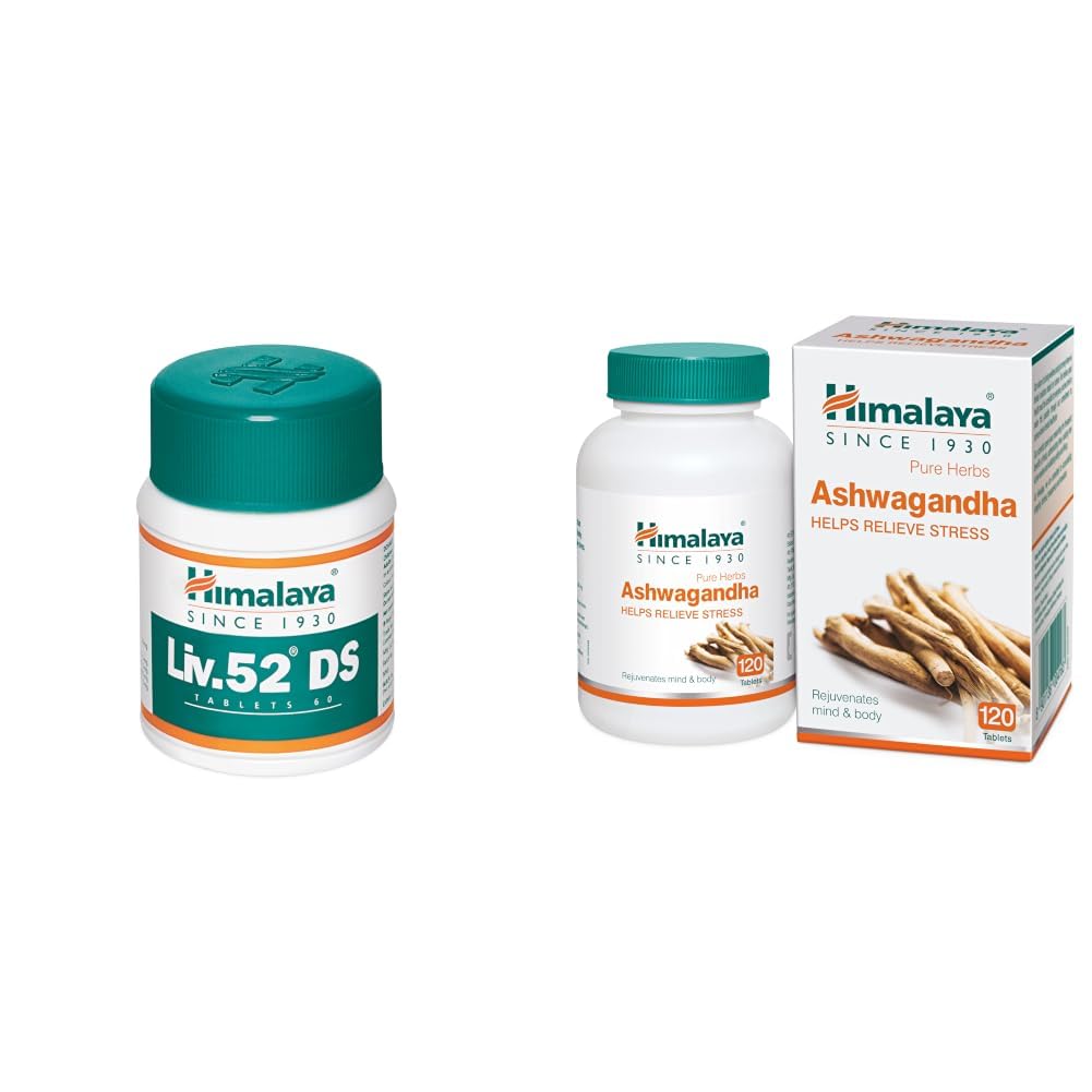 Himalaya Liv.52 DS Tablets 60 & Ashwagandha | 100% Pure Ashwagandha Root Extract | For Stress Relief | Rejuvenates Mind & Body | 120 Tablets-image-40