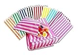 Lot de 50 sacs en papier à rayures de 17,8 x 22,9 cm - Couleurs mélangées - Pour mariage, buffet, gâteau, cadeau, Pick n Mix Shop - Qualité supérieure - Fabriqué au Royaume-Uni
