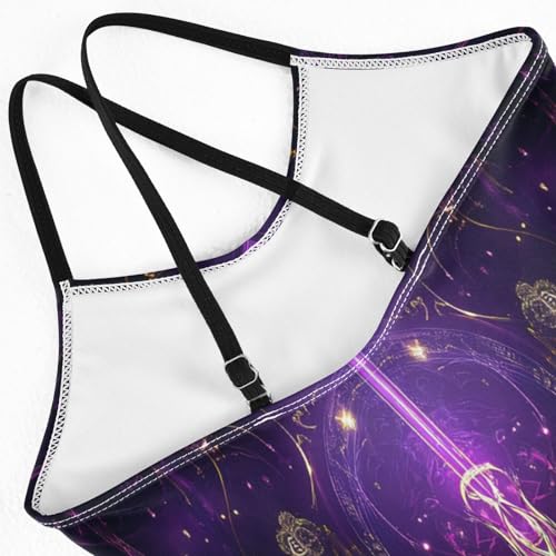 Swimsuits for Girls 1-Piecing Beach Swimwear Bathing Suits for Girls 9-10T Purple Mysterious Bird4