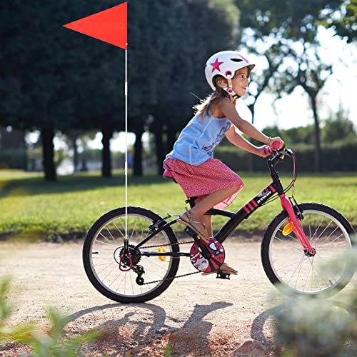 LISHINE 4 Set Bike Flag with Pole for Safety, 6 Ft Height Adjustable ATV Flag Bicycle Flag Waterproof Orange Fiberglass Safety Flag Pole for Kids, Bike, Golf Cart, Bicycle