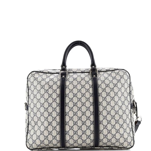 Pre-Loved Convertible Briefcase GG Coated Canvas with Leather Large, Blue3