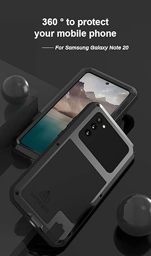 Miniatura 3 de LOVE MEI Funda para Samsung Galaxy Note 20, resistente al aire libre, a prueba de golpes, a prueba de polvo, híbrida, de aluminio, resistente,