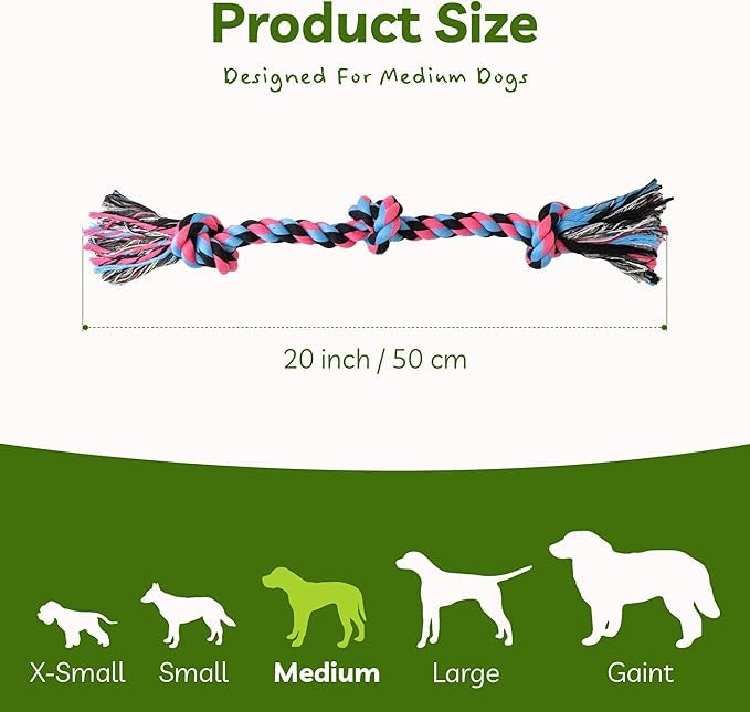 Image of SHARLOVY Dog Rope Toy for for Medium Dogs | Durable Cotton Dog Chew Toys for Aggressive Chewers, Interactive Tug of War Dog Toys for Medium to Large Breed