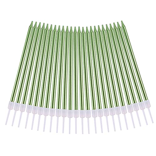 Image of PHD CAKE 36-Count Green Long Thin Metallic Birthday Candles, Cake Candles, Birthday Parties, Wedding Decorations, Party Candles, Cake Decorations
