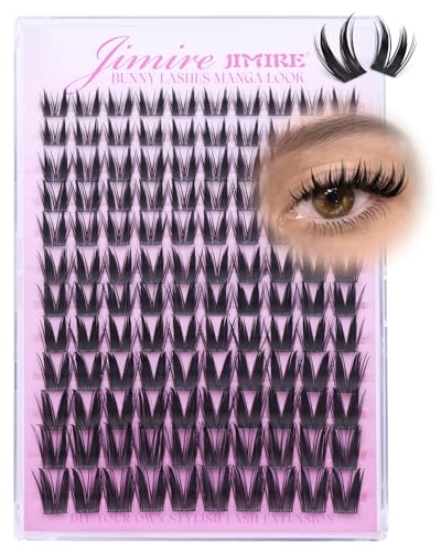 Manga Lash Clusters Fairy Eyelash Clusters Wispy Cluster Eyelash Extensions 10-18MM CC Curly Individual Cluster Lashes 120Pcs Wet Look Lashes Clusters with Spikes by JIMIRE