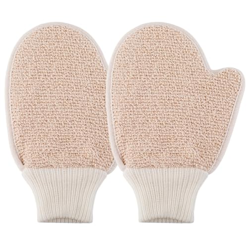 MAGICLULU Guantes Exfoliantes Corporales para Ducha Spa 2piezas, Hechos de Poliéster y Algodón, Eliminan Piel Muerta y Seca, Ideales para Adultos