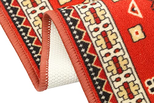 Image of THE HOME TALK Modern Polyester Area Rugs |Carpets for Living Room, Kitchen, Kid's Room, Bedroom |Microfiber Polyester Rugs |Shaggy Floor Carpet |Anti Skid Store(Dusty Red, 55x135 Cm)