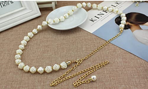 Lady's Faux Pearl Waist Chain Dress Pendant Adjustable Decorative Belt Hollowed Tassel Waist Belts2