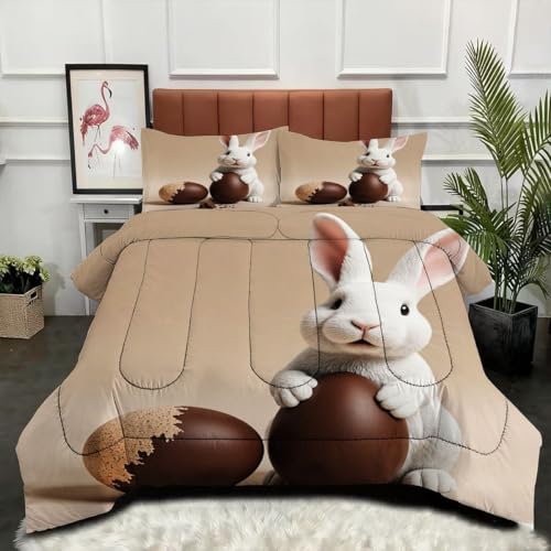ZZXHG Nórdico de Tamaño Gigante | Conejo Animal 3D, Edredón Mullido y Transpirable, Sustituto Edredón de Plumas, con 2 Fundas de Almohada, para Cama de 180 cm_j13068