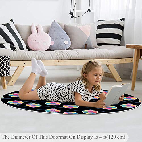 Tapis de sol doux tortue tapis rond multicolore antidérapant 160cm
