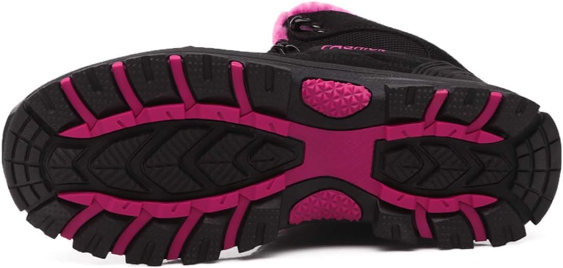 Botas De Montaña Unisex De Caña Alta para Exteriores Cálidas Botas De Montañismo Antideslizantes Zapatos De Senderismo Y Trekking para Hombre Y Mujer 8013, Black Pink, 6.5 UK