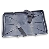 T-H Marine Narrow Battery Tray Holder with Poly Strap – Space Saving NMMA Certified Battery Tray with Recessed Mounting Wells for Marine, RV, and Trolling Motor Installations – Group 27, 12.5