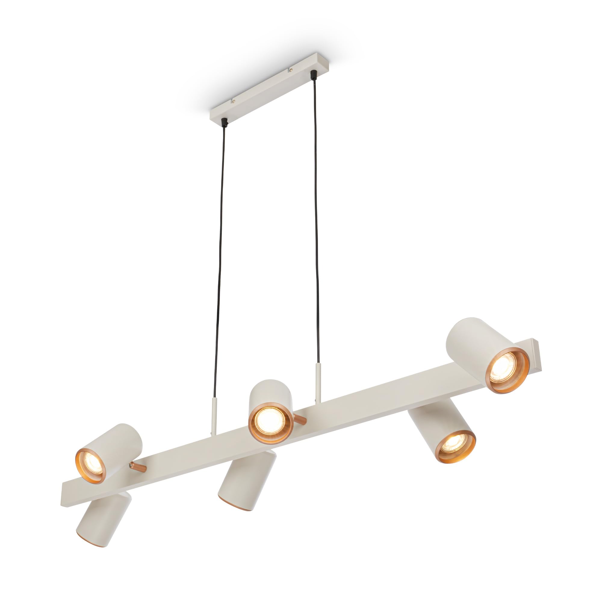 BRILONER - Lampara techo colgante, orientable, 6x casquillo GU10, lampara colgante, isla cocina, 110 x 24.9 x 120 cm, gris claro café