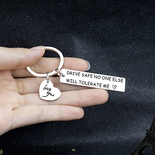 Image of isiyu Fathers Day Dad Gift Couples Mens Meaningful Gifts for Husband Boyfriend from Girlfriend Wife Fiancee Drive Safe Keychain for Him Birthday Presents for Fiance