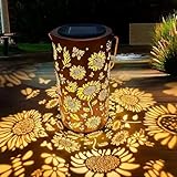 Colorful Solar Garden Lantern with Colorful Sunflower , IP65 Waterproof LED Colorful Sunflower Solar Powered Hanging/Tabletop Solar Light for Patio, Yard, Party Decor(3)