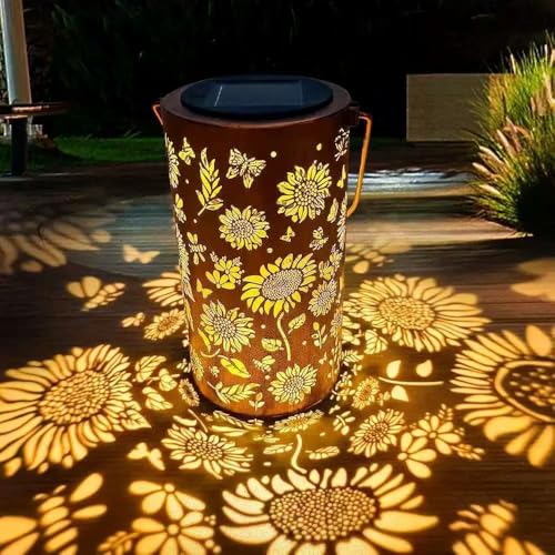 Colorful Solar Garden Lantern with Colorful Sunflower , IP65 Waterproof LED Colorful Sunflower Solar Powered Hanging/Tabletop Solar Light for Patio, Yard, Party Decor(3)