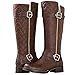 GLOBALWIN Women's Brown Quilted Knee High Boots Low Heel Comfortable Fashion Dressy Riding Boots For Women Size 8.5M