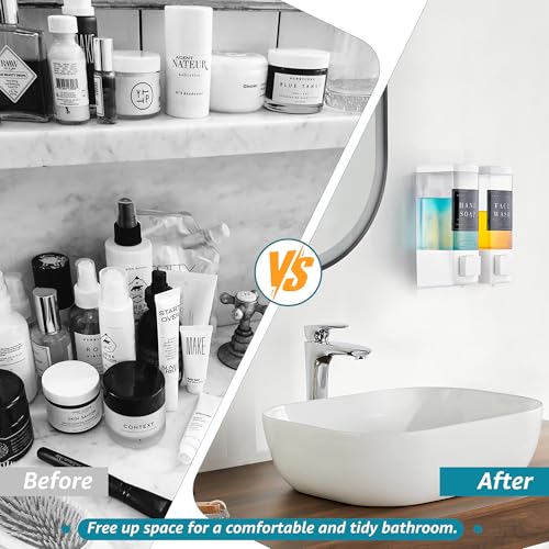 Image of Shampoo and Conditioner Dispenser for Shower, 2 Chamber, White