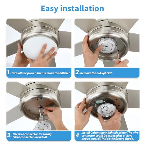 Caisens 4 Inch Ceiling Fan LED Light Replacement, 18W 6000K 2200LM LED Ceiling Fan Light Kit, Round Ceiling Fan Light Kit Replacement, 120V, CRI90, Dimmable (Natural Daylight) by Caisens - Used condition - Image 6