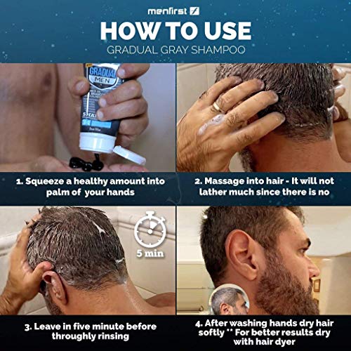 Menfirst 3X Stronger Hair Darkening Shampoo For Men | Gradual Gray 3-In-1 Gray Hair Shampoo | Gradually Reduce Grey Shampoo & Conditioner For Gray Hair Natural Looking Results #TOP6
