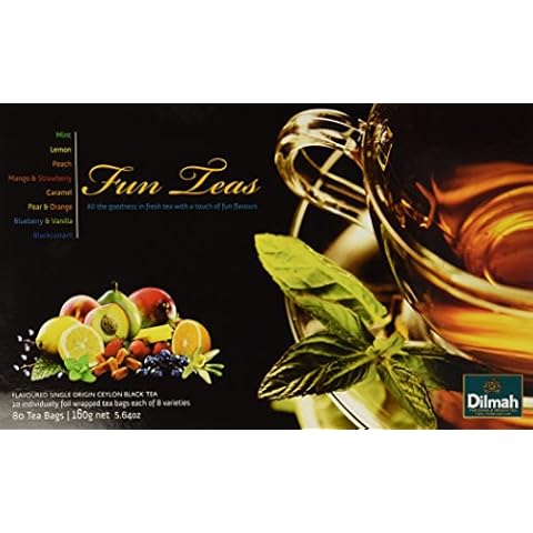 Dilmah, Gift of Tea, Fun Tea Collection, 80 Ct, 8 Varieties of Individually Foil Wrapped Tea Bags in a Gift Box, (Pack of 1) Cover