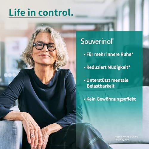 Souverinol® - Gegen innere Unruhe, Stress & Prüfungsangst - Pflanzliches Nahrungsergänzungsmittel mit Vitamin B & C (60 Kapseln) – Passionsblume, Safran Extrakt & Schwarzkümmel für mentale Balance